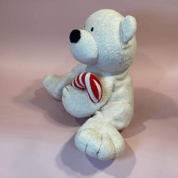Original Ty Pluffies Candy Cane Polar Bear Christmas Plush Good Used Condition - Picture 2 of 8